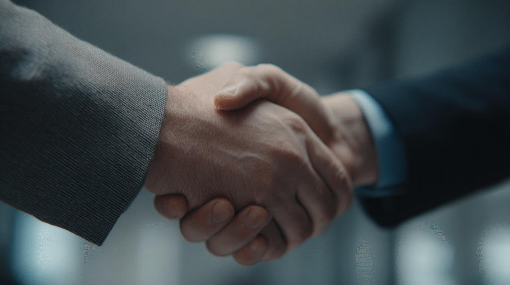 Two business people shaking hands